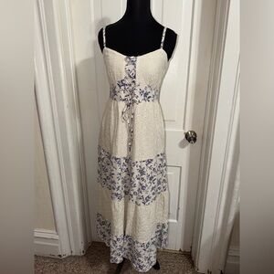 NWT Sim &Sam Floral Maxi Dress - Cream and Blue, women’s size medium